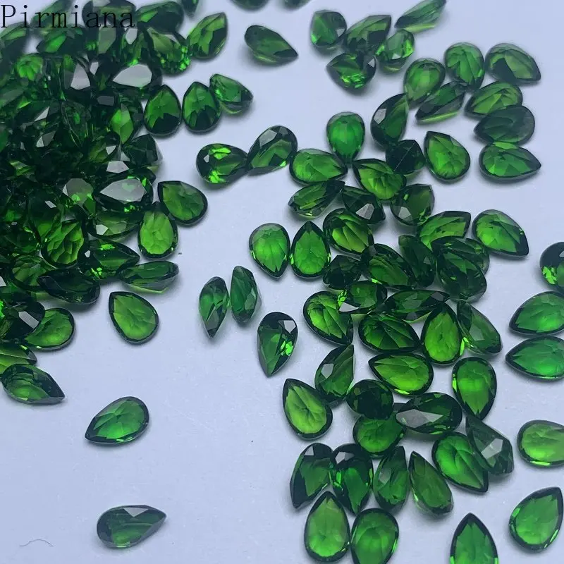 Pirmiana  Natural Dioside Emerald 3X5-4X6mm Pear Cut Loose Gemstone for Diy Jewelry Making