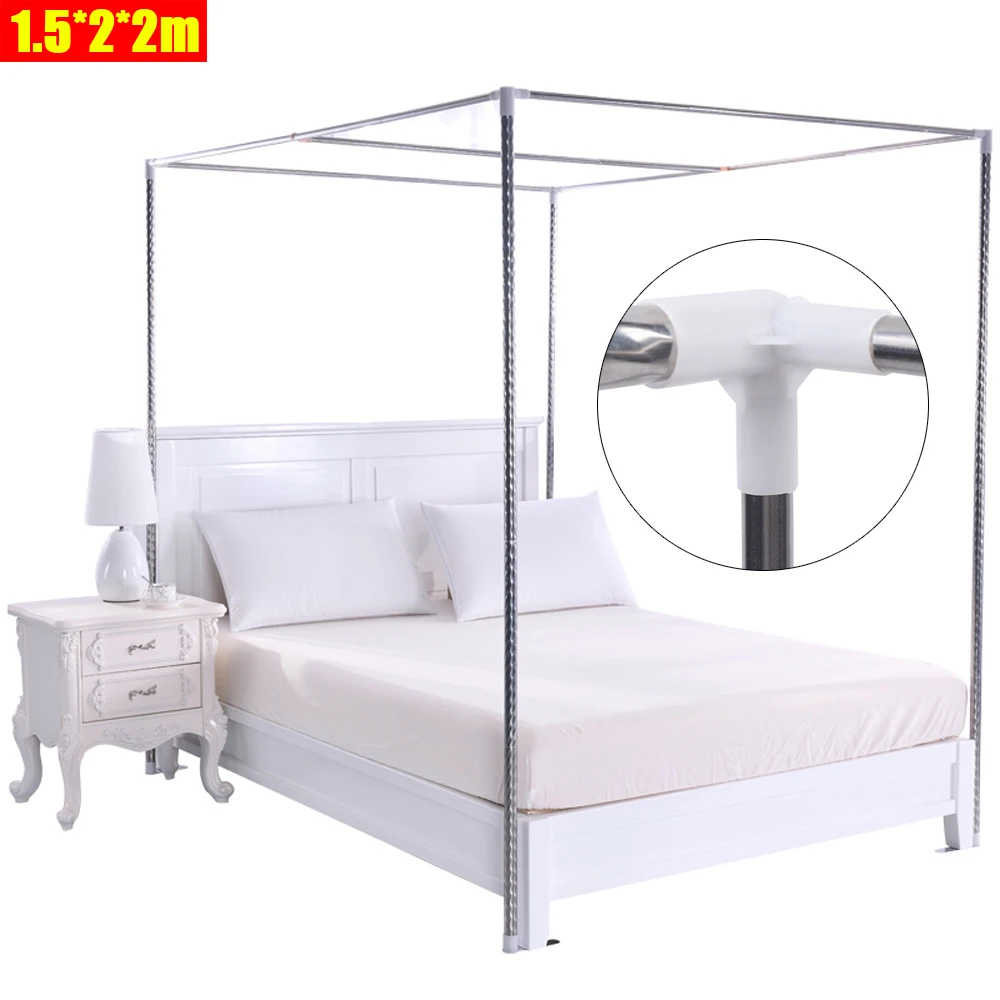 Canopy Bed Frame Post Stainless 4 Corner Mosquito Netting Frame Bracket Support 4 Corner Stainless Bedding Canopy Frame Post