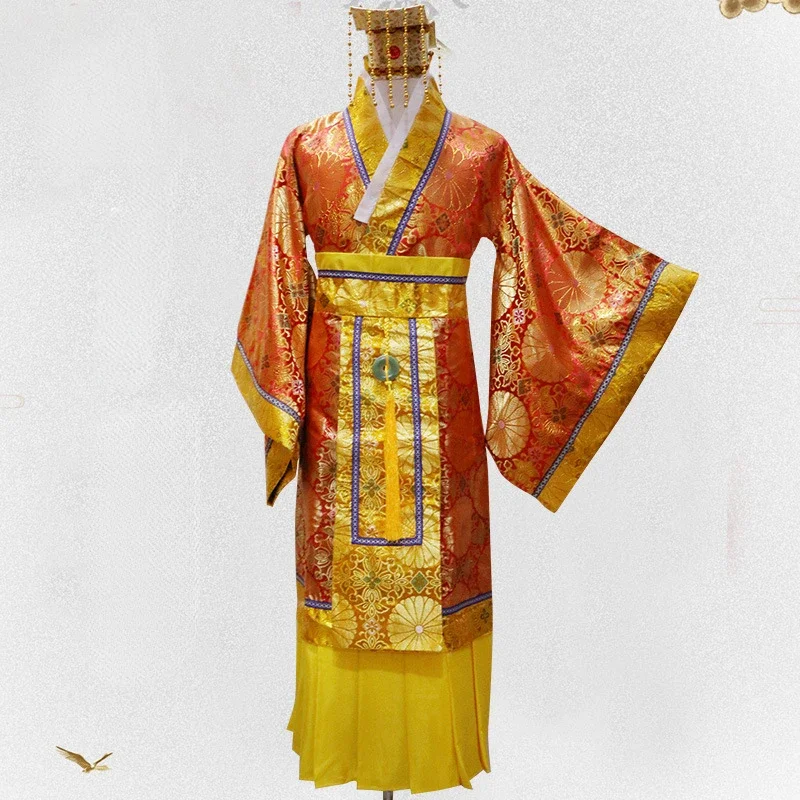 Chinese Traditional Hanfu Dress Men Emperor Suit Male Han Dynasty Emperor Costume King Stage Clothes Tang Suit Robe+hat Set