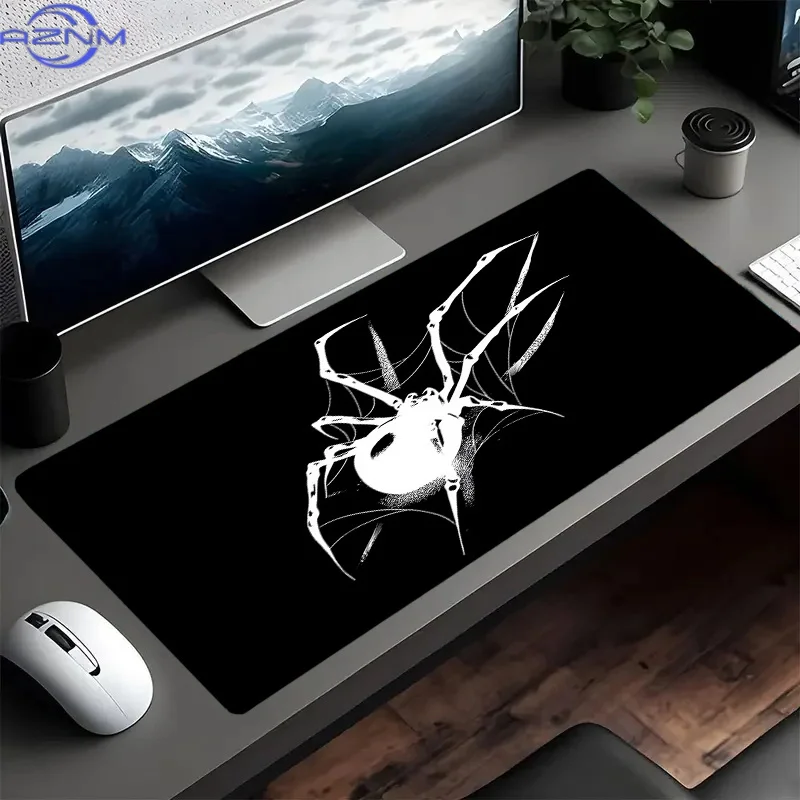 For Office Use, a High-End Desk Mat Made of Premium Materials. This White Spider HD Printed Mouse Pad with a Rubber Base Is Perf