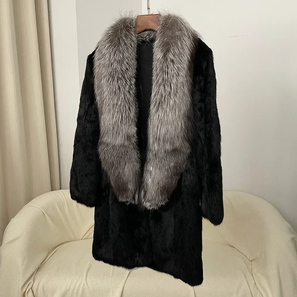 

Женское зимнее пальто с лисьим воротником OFTBUY, длинное пальто средней длины с меховым воротником, Осень-зима 2024