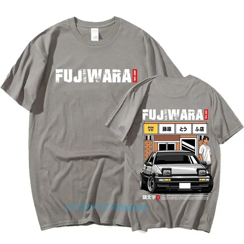애니메이션 이니셜 D 드리프트 레이싱 카 티셔츠, 빈티지 캐주얼 반팔 티셔츠, 후지와라 타쿠미 R34 스카이라인 GTR JDM, AE86