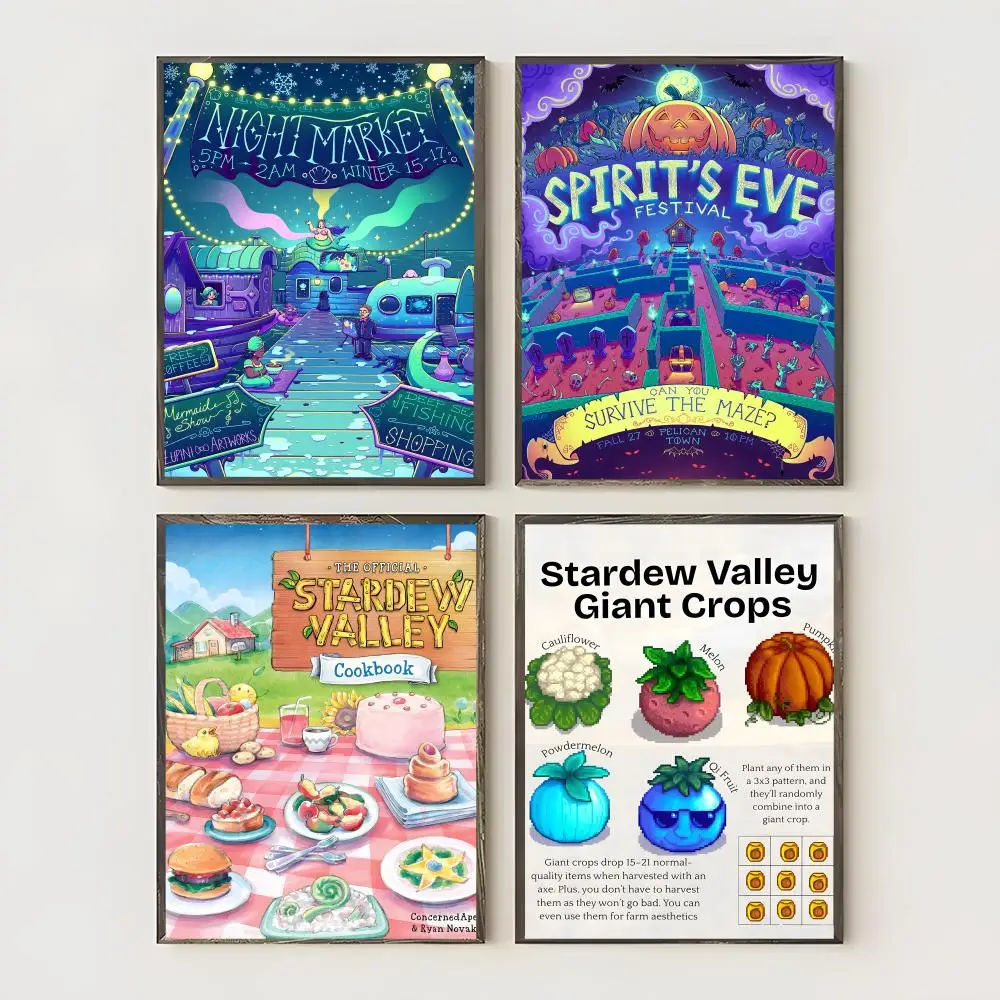 Video Game S-stardew Valley Poster Waterproof Canvas Art Wrinkle Free Wall Hanging For Home Living Room Bedroom Decor