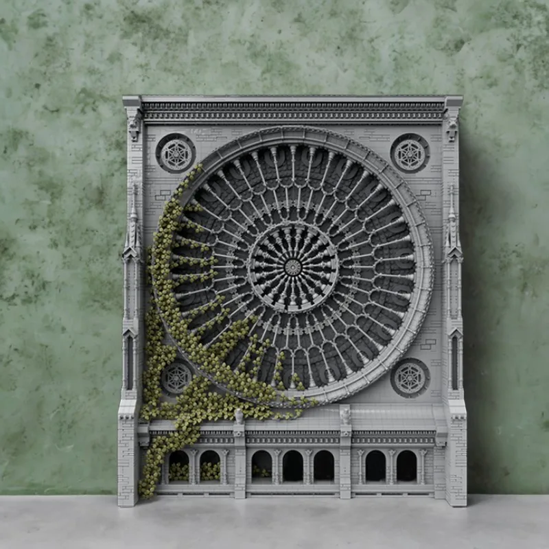5745 stks MOC Verlaten Gothic Kathedraal Gevel Deel 1 Architectuur Bouwstenen Bouw Kerst speelgoed Cadeau Bouw