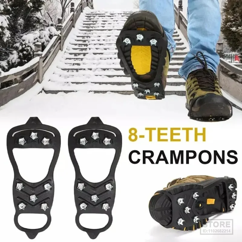 Anti-Slip Ice Cleats With 8 Teeth For Outdoor Activities, Winter Fishing And Walking On Snow Outdoor Mountaineering Camping