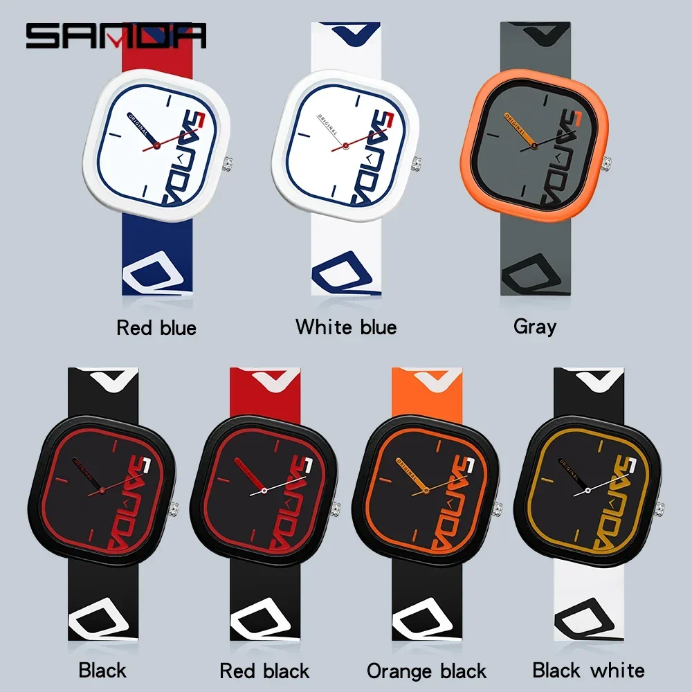 SANDA 3203 Design Men Wristwatch Brand Fashion Sports Quartz Watch Men Luxury Casual Waterproof Silicone Strap Men Clock  Simple