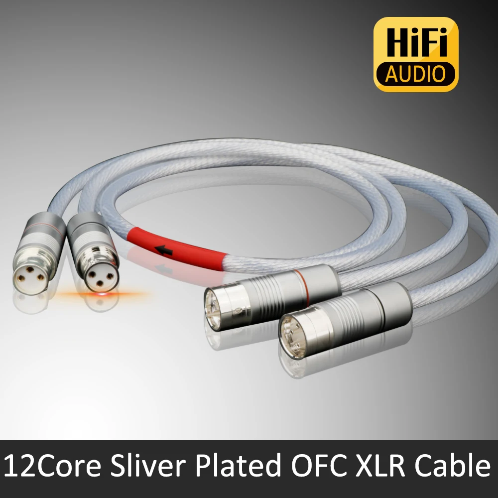 XLR 케이블 Hifi 가라오케 마이크 캐논 케이블 12 코어 OFC 실버 3 핀 XLR 암-수 플러그 밸런스드 라인 오디오 믹서 앰프