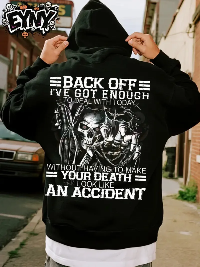 

Men's loose-fitting hooded sweatshirt, black street style pullover, American casual hooded shirt, suitable for Christmas gifts