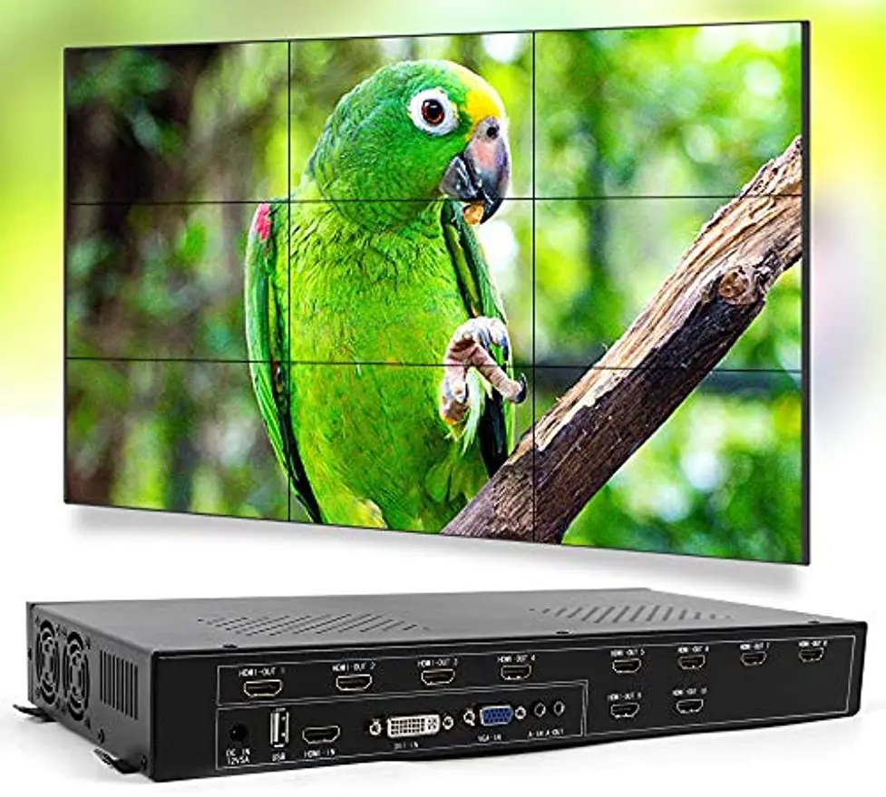 

WUPYI 9 Channel HDMI Video Wall Controller TV Wall Controller,1080p,HDMI DVI VGA USB Input,HDMI Output,Mode