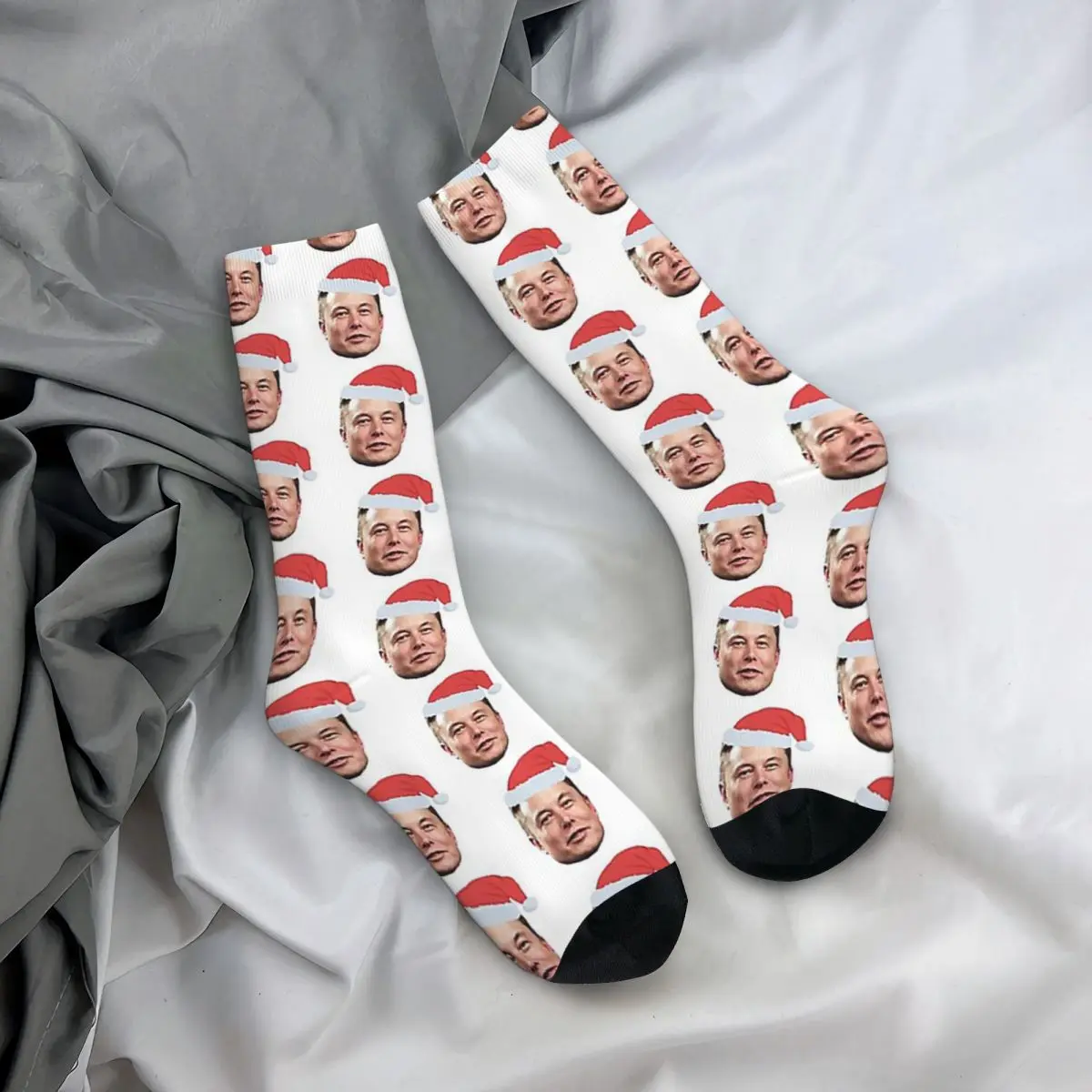 Calcetines largos de Santa Elon Musk Harajuku para hombre y mujer, medias Súper suaves, accesorios para todas las estaciones, regalos