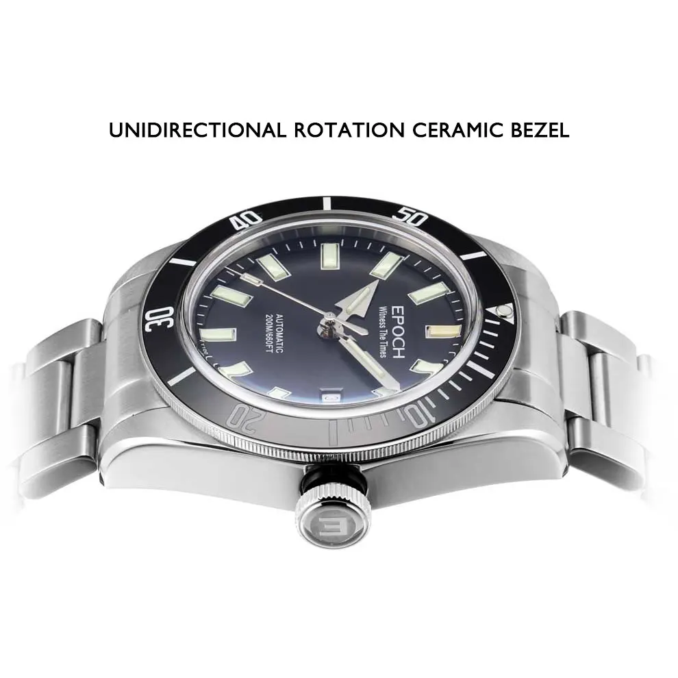 

Мужские автоматические часы EPOCH, 41 мм, роскошные механические наручные часы SW200, военные светящиеся дайверские часы, 20 бар, водонепроницаемые, с сапфировым стеклом, дата