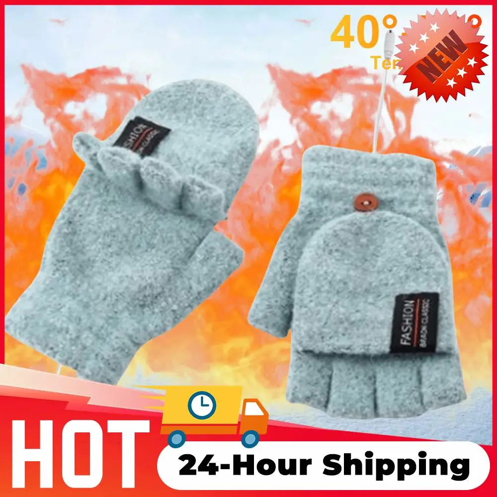 Doppelseitige Heizhandschuhe, waschbar, wiederaufladbar, USB, elektrisch, beheizte Handschuhe, Touchscreen, fingerloser Handwärmer-Handschuh für den Außenbereich