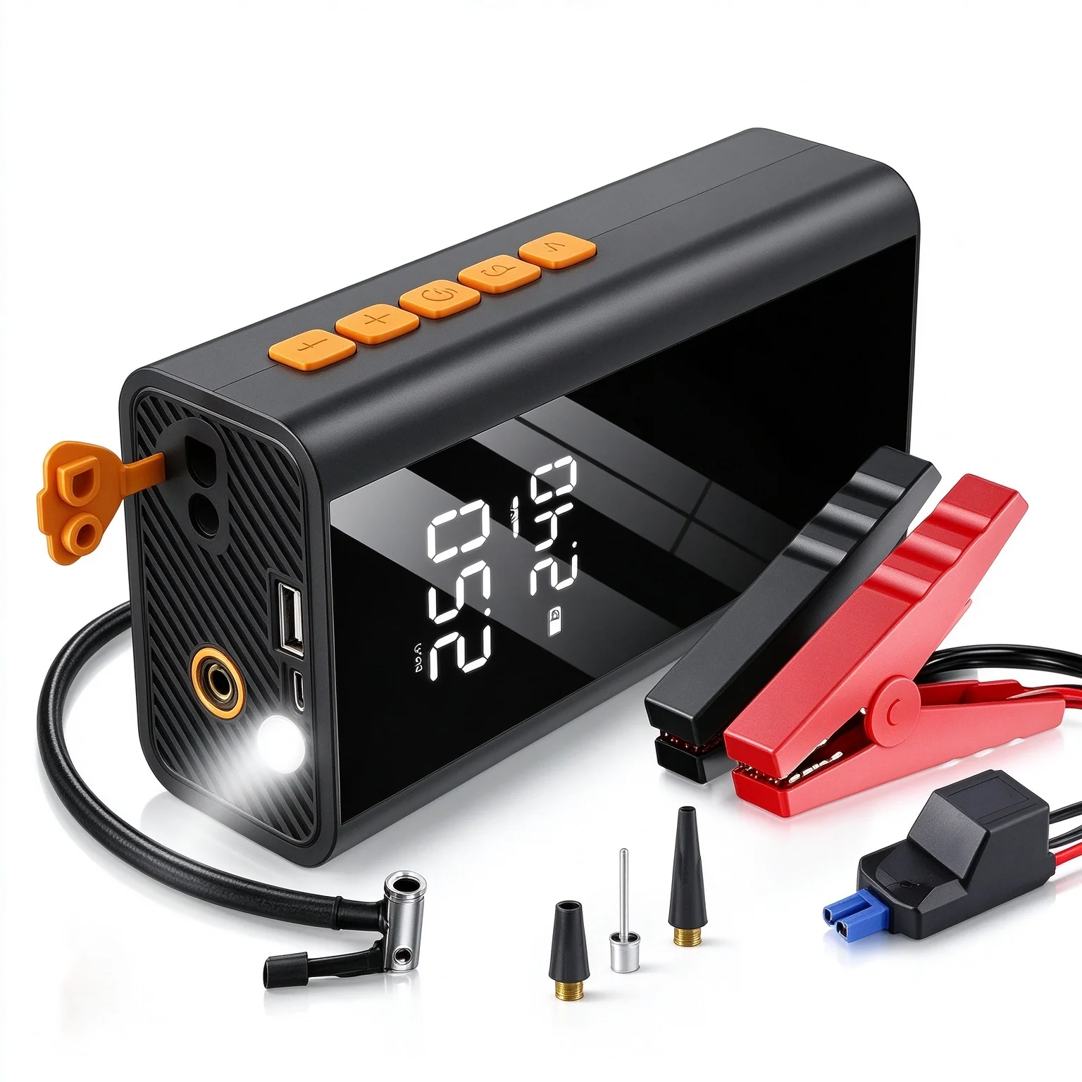 3000A 4 In 1 Car Jump Starter Portable Power Bank 150PSI Auto Air Compressor Wireless Tire Pump Battery Booster Starting Device