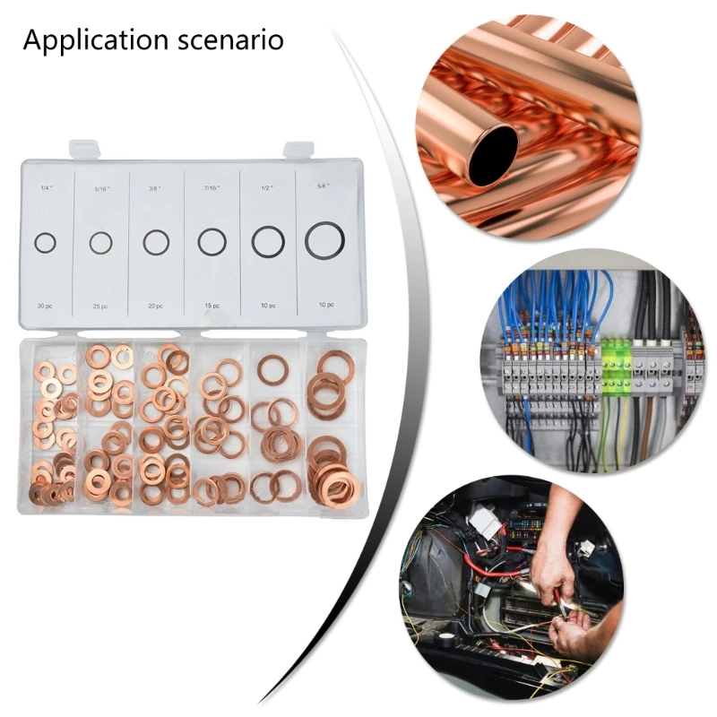 Sealing Washers Assortment Set Flat Rings Sump Plugs Oil Seal Gaskets Sealing Washers Crushes Washer Assortment