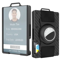 Aluminum Airtag Wallet for Men with Clear ID Card Holder RFID Blocking Carbon Fiber Slim Minimalist Wallet Air tag tracker case