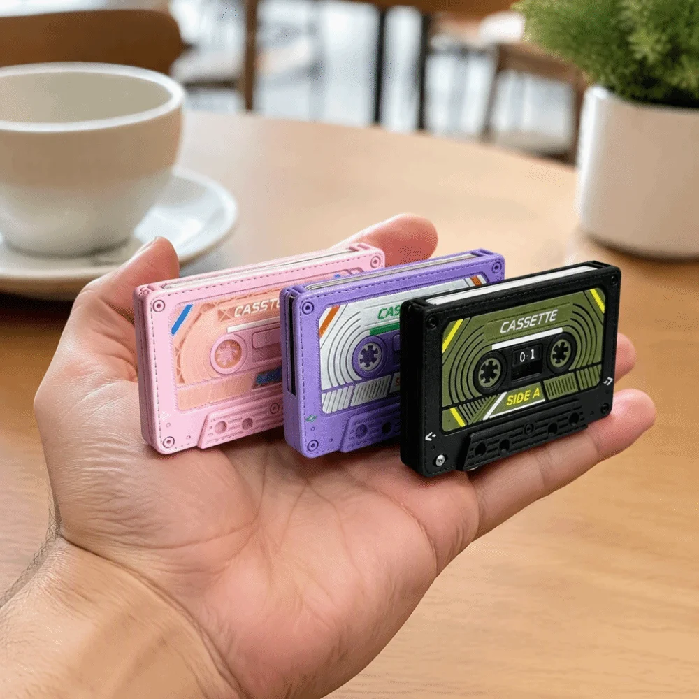 3D Printed Cassette Tape Card Holder Creative Retro Style Card Sleeve Portable Collectible Card Holder Card Wallet Daily Carry