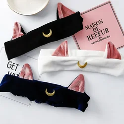 Soft Flannel Headband Cosplay Cute Face Washing Clean Makeup Tool Yoga Lolita Head-wear Sailor Moon Luna Cat Ears Hair Band