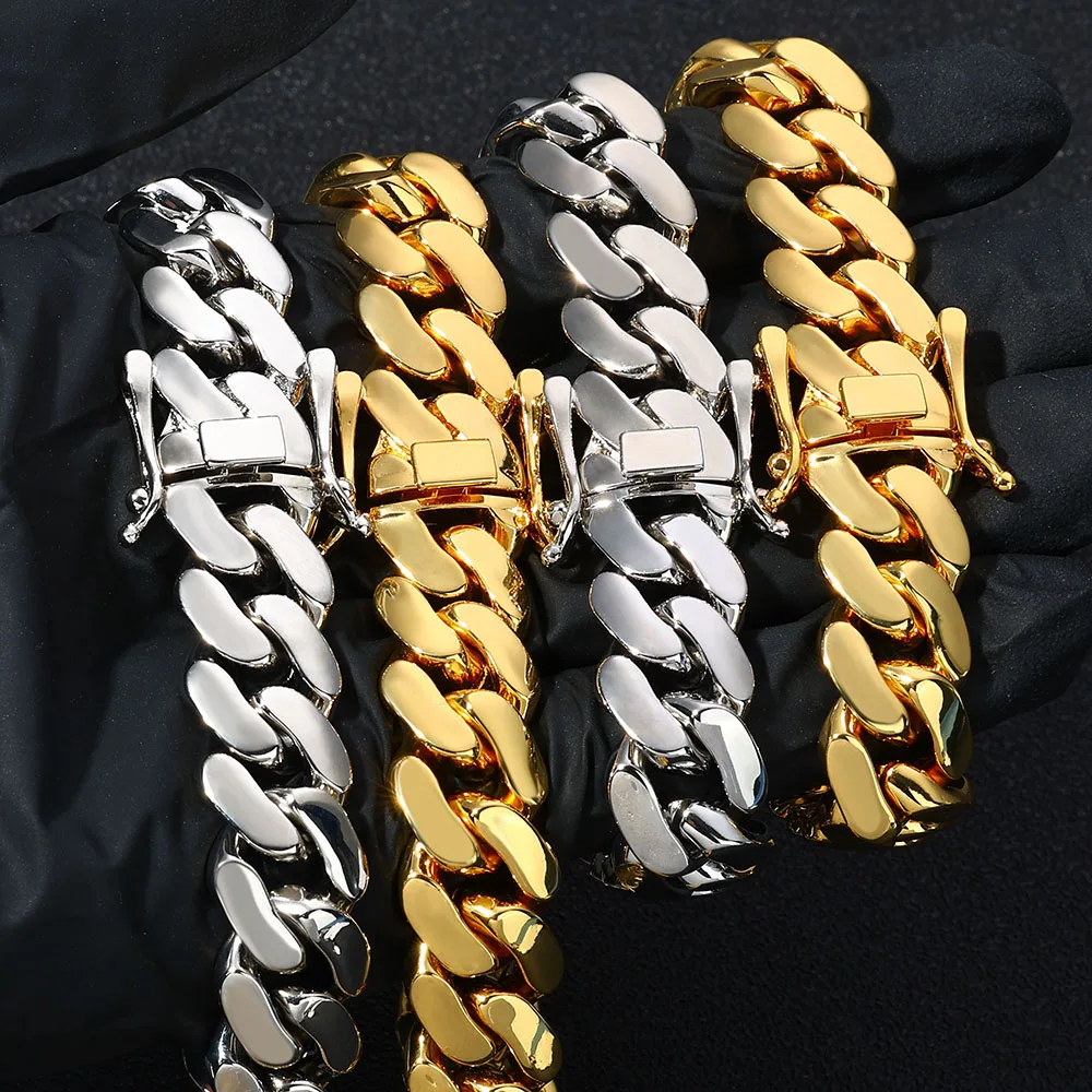 FLEXKING 22MM Thick Cuban Link Chain For Men Brass 18K Gold Plated Big Miami Cuban Necklace Hip Hop Jewelry Gift Wholesale