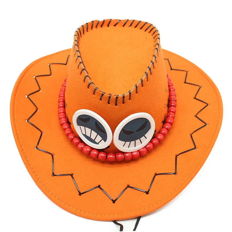 Fire Fist Ace Cowboy Hat - Anime Cosplay Headwear, Versatile Stage Prop & Outdoor Sun Visor for Party & Halloween A