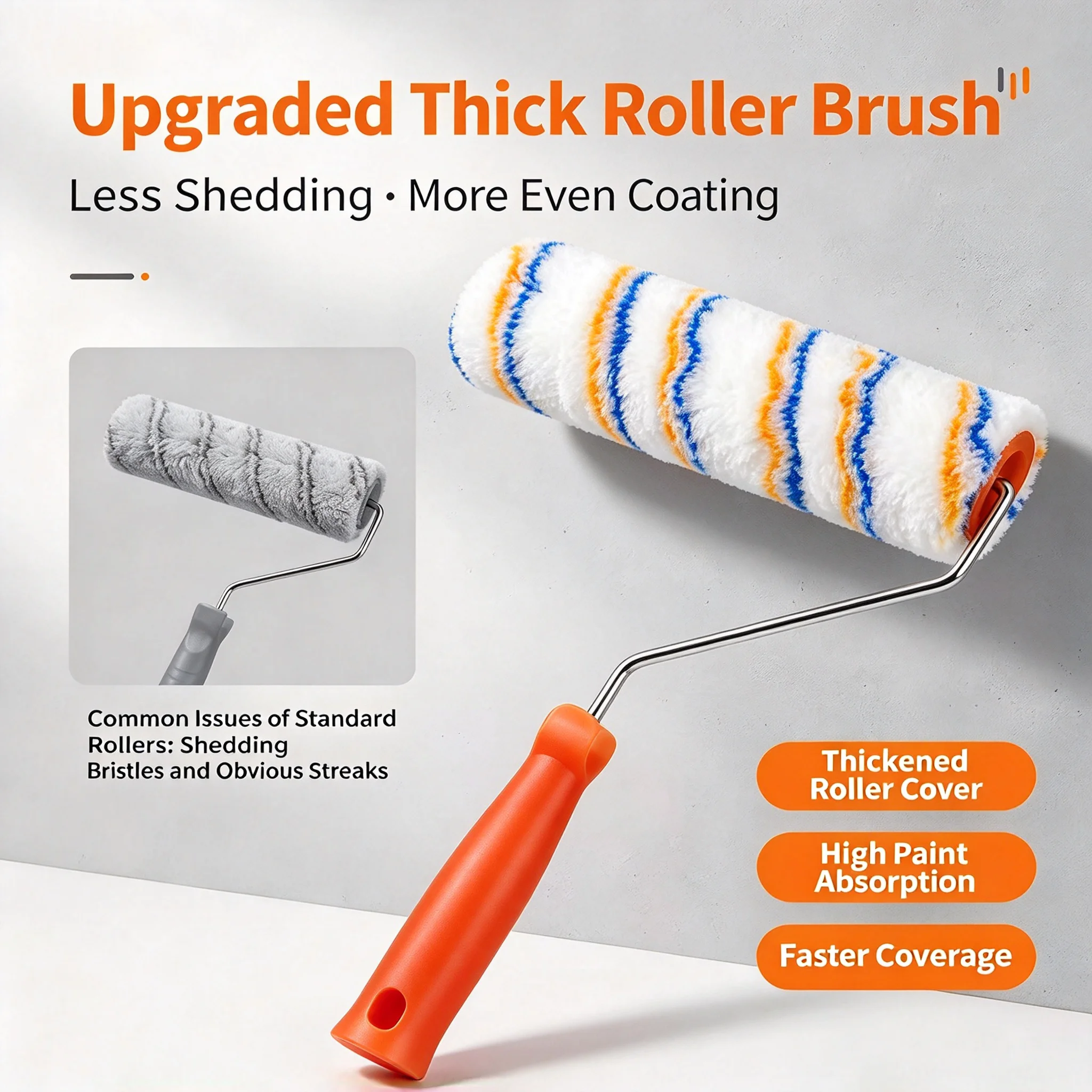 4 6 8 9 10 Inch Paint Roller Covers Thickened High Density Lint Free Long Pile Roller Brush For Wall Painting Home DIY Gift