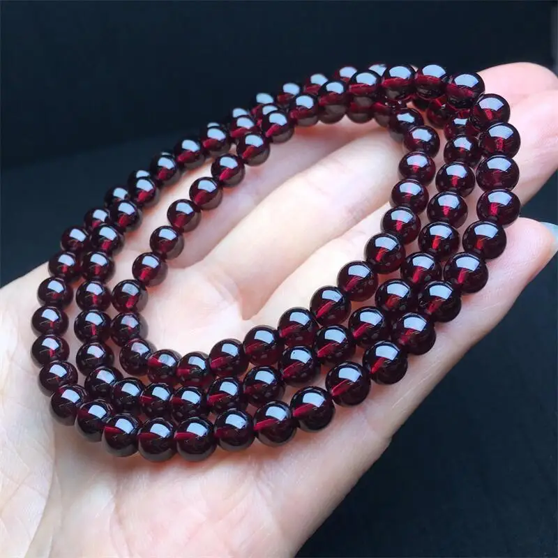 Natural Garnet Triple Circle Bracelet Handmade Fortune Energy Bangle Mineral Woman Amulet Jewelry Gift 1PCS