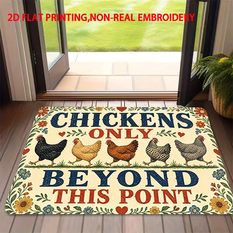 Humorous Farm Chicken Doormat, Non‑Slip Floor Mat, Funny Slogan Chicken Design for Rustic Farmhouse Entryway Porch Decor