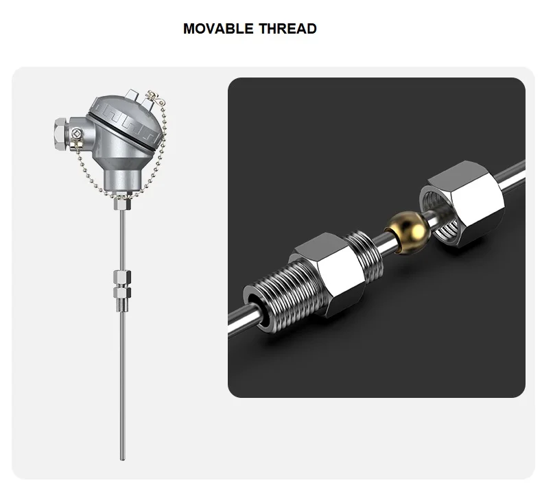 

Stainless Steel Temperature Sensor 100℃ 200℃ Thermocouple Pt100 100mm 200mm