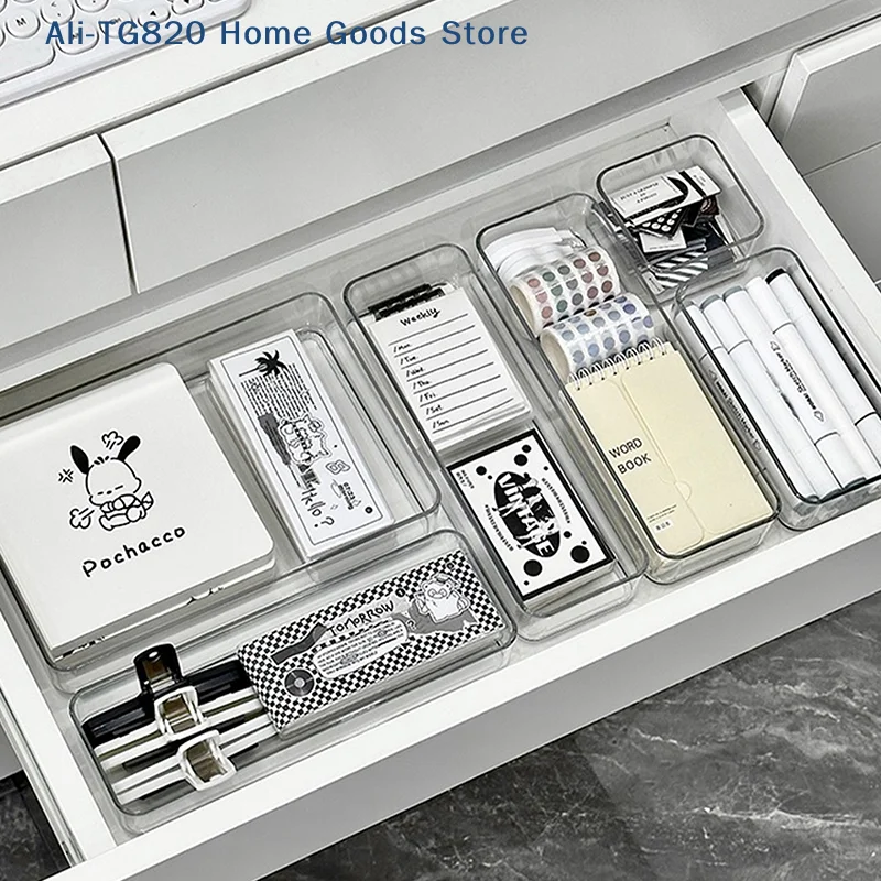 [TG820]Stackable Acrylic Drawer Organizer Adjustable Divider Trays For Cosmetics Modular Makeup Storage Box
