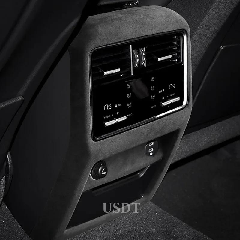 

For Porsche Cayenne 2024 2023 2022 2021 2020 2018 Suede Rear Armrest Seat Air Outlet Panel Cover Anti Kick Mat