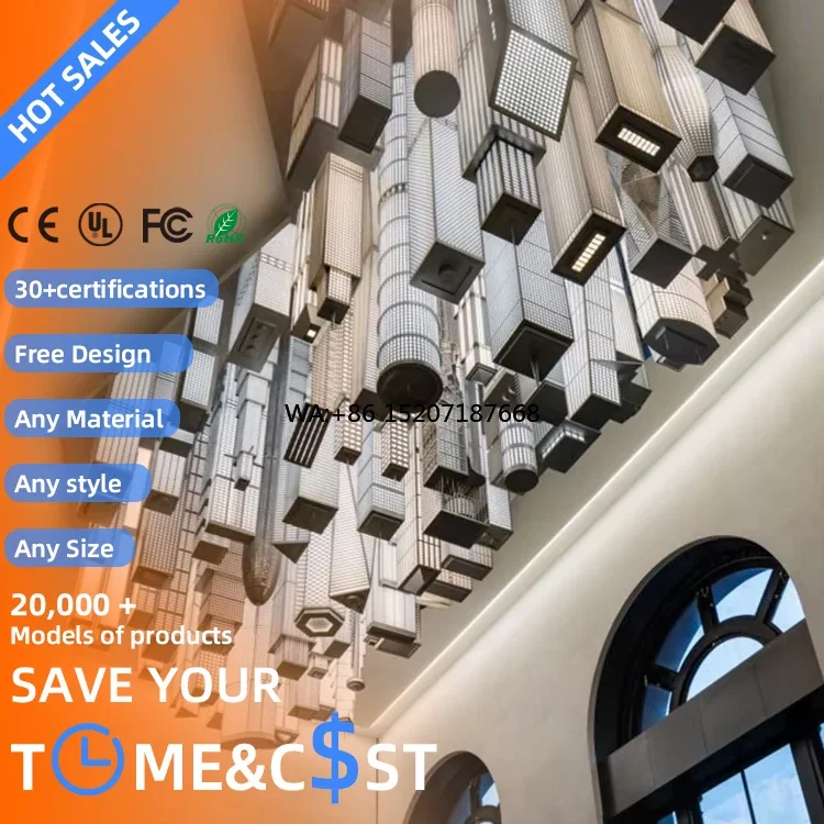 Custom Large Iron Non-Standard  for Hotel Lobby Hall Decoration Exclusive   for Luxury Interiors