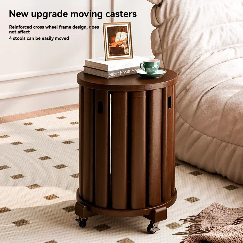 

Stackable stool, modern dining table stool, natural wood, new Chinese style solid wood round stool