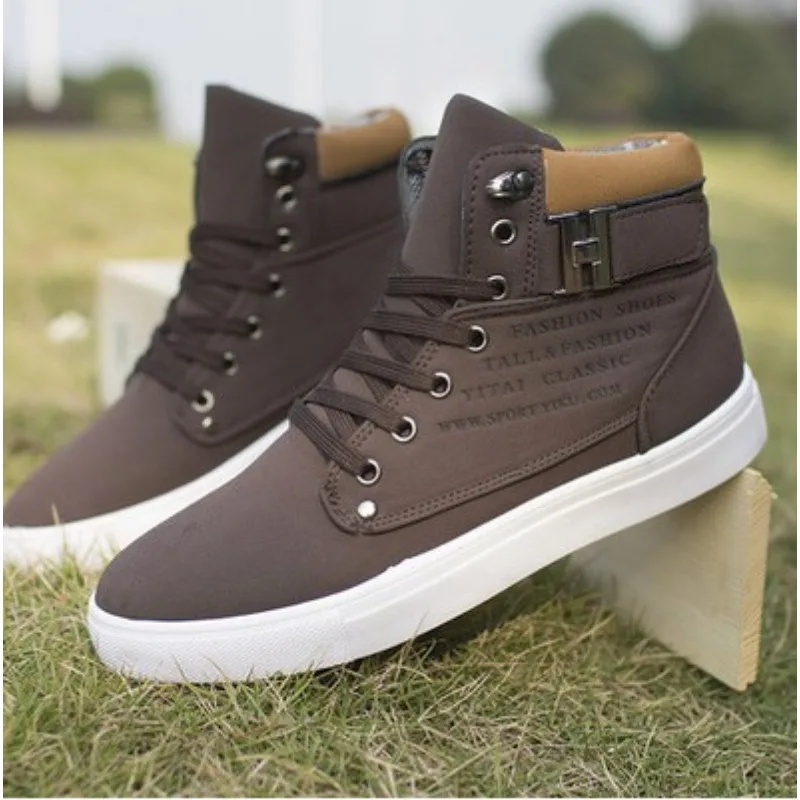 Men High Top Canvas Shoes 2024Autumn Retro Trend Lace Up Trainers Outdoor SportsCasual Ankle Boots Comfortable Platform Sneakers