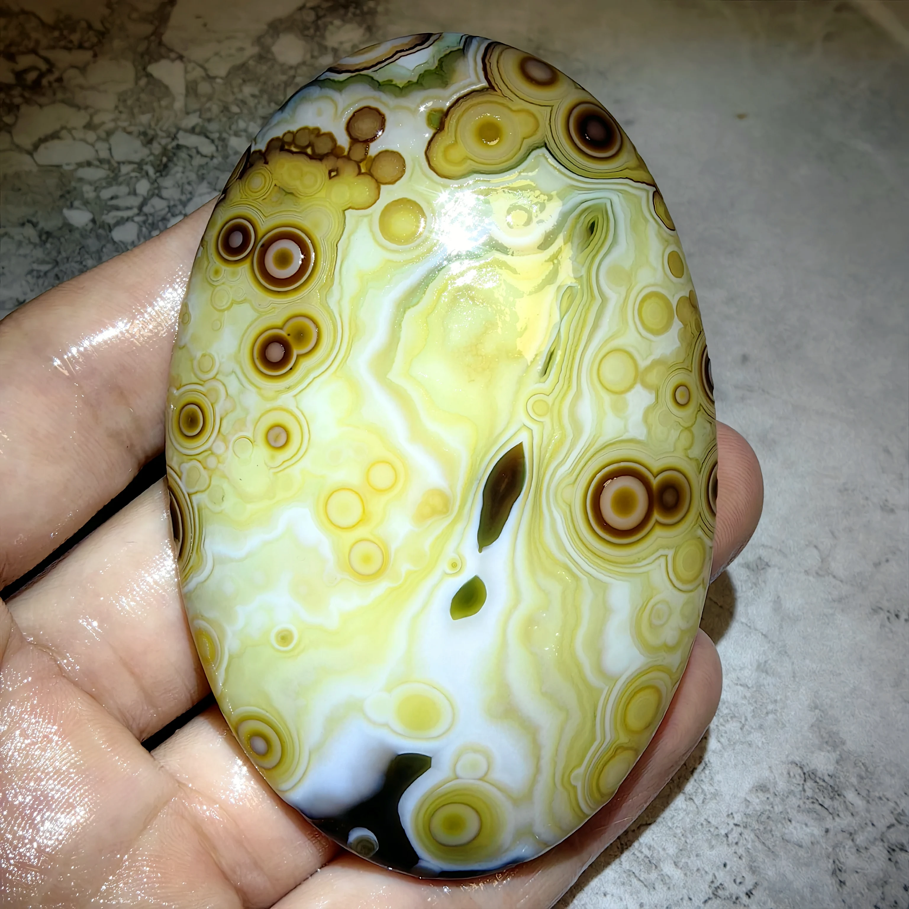 Exotic Gobi Agate with Multiple Eye Spots Rich Color Layers, Lucky Charm for Wealth and Fortune Unique Rock for Prayer