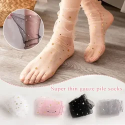 Women's Ultra-thin Star Mesh Socks Summer See Through Sexy Transparent Colorful Star Harajuku Nylon Sweet Girls Slouchy Socks