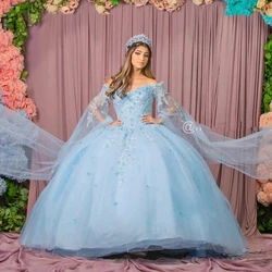 Angelsbridep Bling Princess Sky Blue Ball Gown 15 Year Old Quinceanera Dresses Beading Appliques Vestidos De 15 Anos