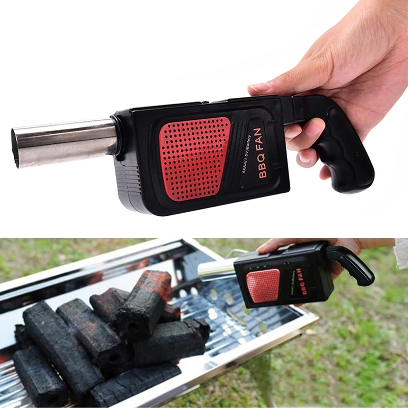 Outdoor Camping Handheld Electric Cooking BBQ Barbecue Fan Air Bellows Blower It is easy to hold with a comfortable grip  cable