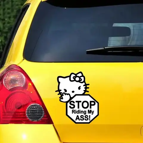 Sanrio Stop Riding Bilklistermärken Hello Kitty Tecknad Fönsterdekoration Påminnelse Karosseri Klistermärken Riv Klistermärken Utan att Lämna Lim 8 best sales Hello Kitty bilklistermärke - №2