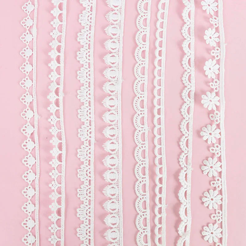 5Yard/rol White Lace Ribbon Tape Fabric Wedding Decoration Gift Wrapping Embroidered Lace Trim DIY Clothes Sewing Craft Supplies