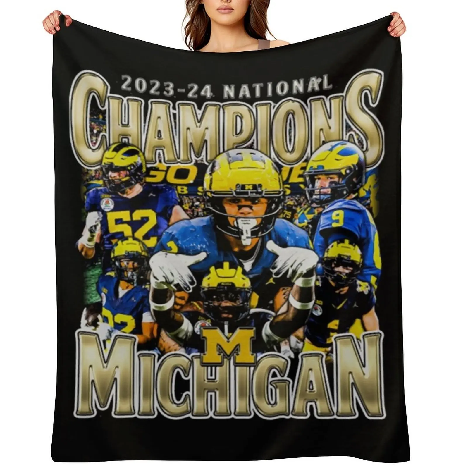 

Michigan National Champs 2023-2024 Vintage Bootleg Throw Blanket heavy to sleep Sleeping Bag Warm Bed covers Blankets