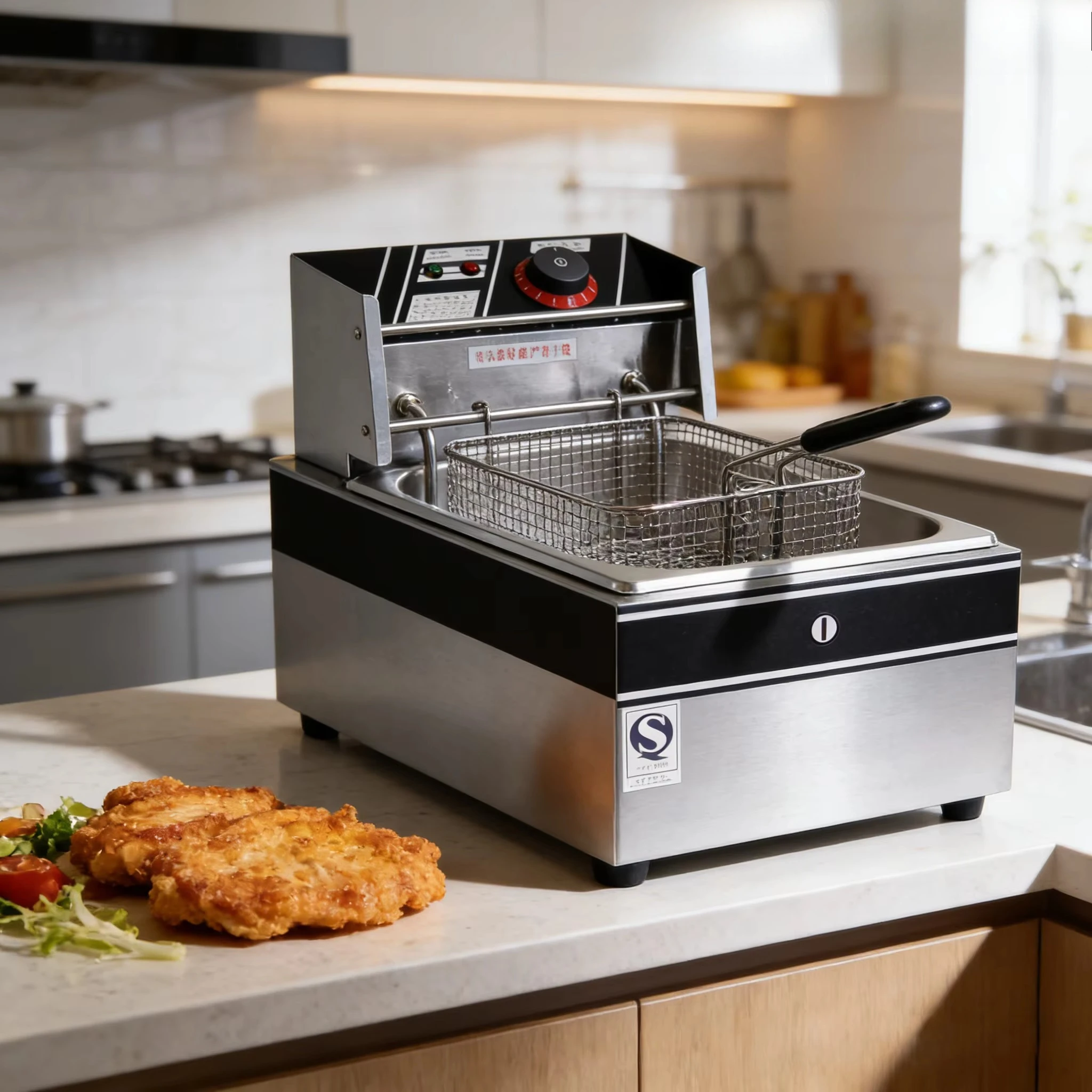 6L Economic Stainless Steel Single Cylinder Single Screen Commercial Multi-Plug Electric Frying Furnace 2500W