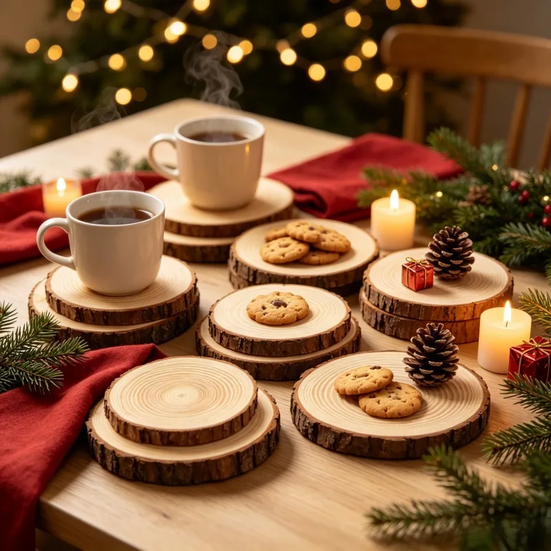 10Pcs 13-14CM Natural Pine Round Unfinished Wood Slices Circles With Tree Bark Log Discs DIY Crafts Wedding Party Painting