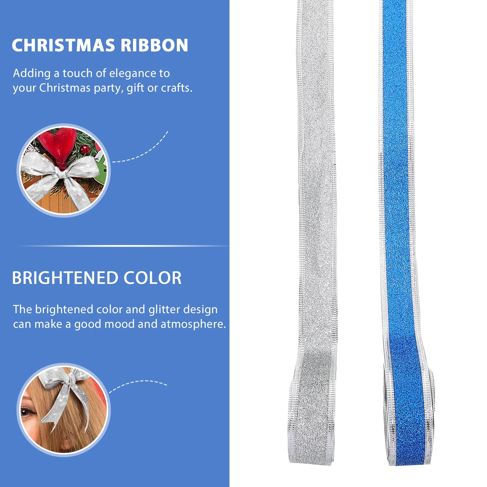 

Chic Bowknot Making Ribbon 2 Rolls Decorative Christmas Gift Packaging Craft DIY Supplies Elegant Christmas Ribbon