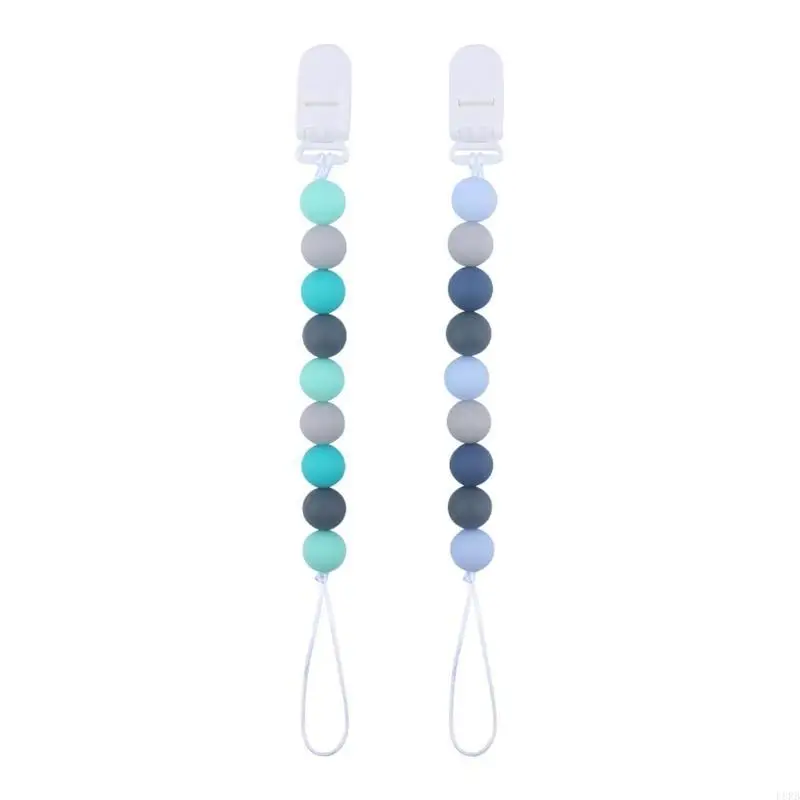 2 قطعة مصاصة سيليكون حامل قصاصة مهديء عضاضة التسنين الخرز لعب للطفل بنين بنات الوليد الرضع L8RB #4