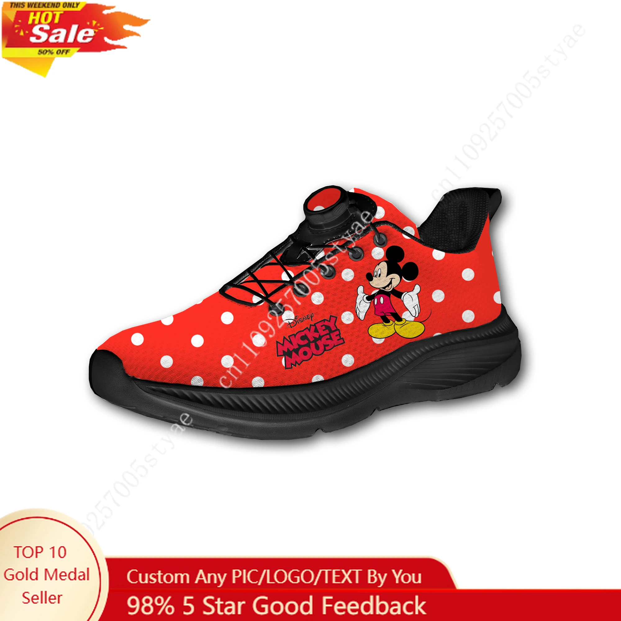 

Mickey Mouse Sport Shoes Custom Men Woman Rotating Button No Tie Shoes Design Photo Logo Text Soft Sneakers Unisex Holiday Gifts
