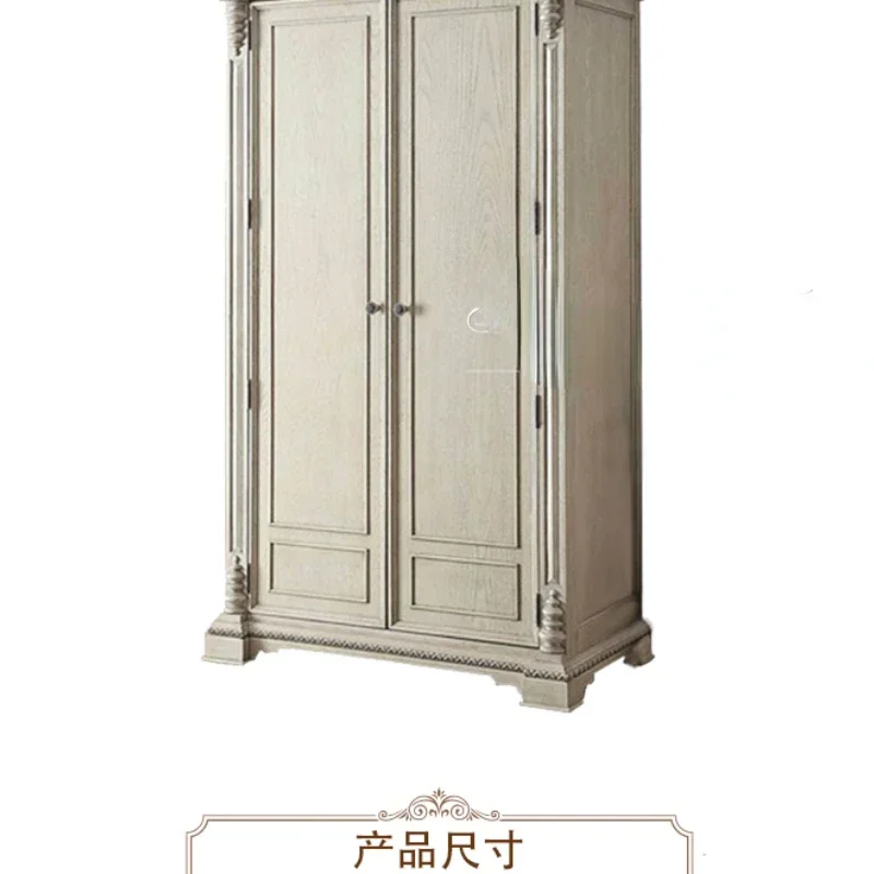 

Carved French Wardrobe European Retro Distressed Bedroom Single Wardrobe Double Door Three Door Wardrobe