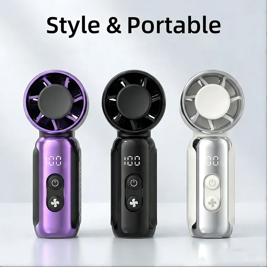 Portable Mini Handheld Turbo Fan LED Display High Speed Rechargeable Fan for Outdoor Cooling & Desk Use - Detail 1