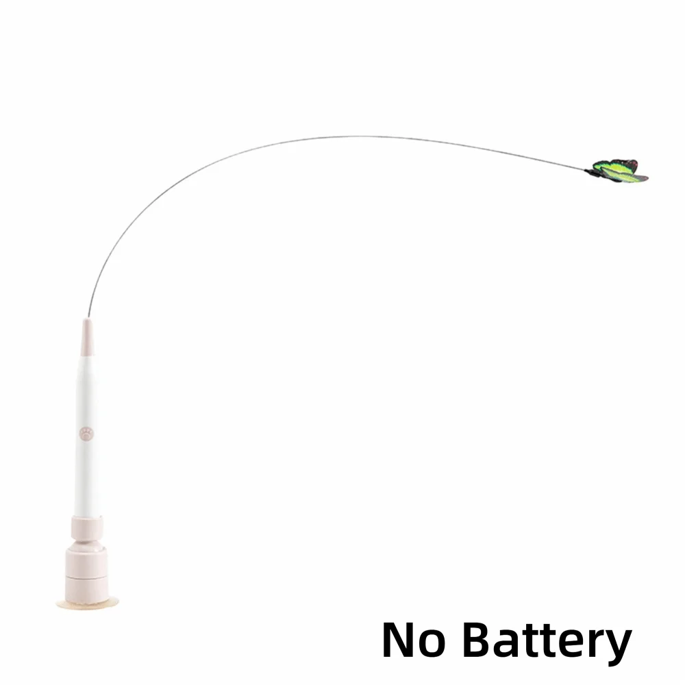 Switchable Butterfly Pattern Cat Teasing Stick Interactive Toy Self-hilarity Relieves Automatic Cat Teaser 360° Swivel