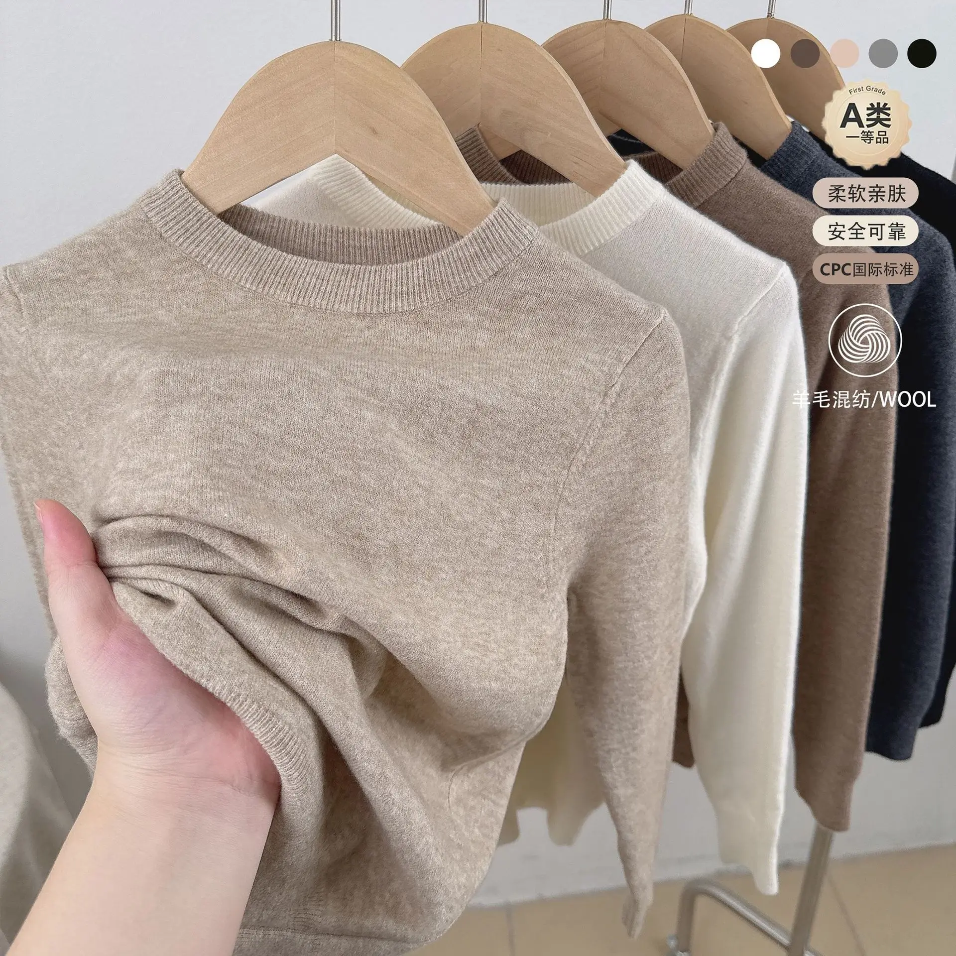 Kids Long Sleeve Cotton Undershirt Crew Neck Pullover T-Shirt Solid Basic Casual Tops for Boys Girls Spring Autumn