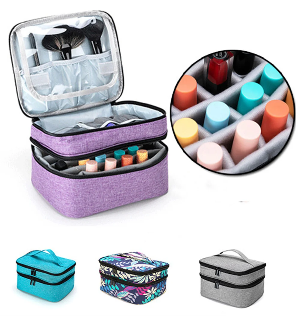 

Large-Capacity Double-Layer Portable Nail Storage Box Can Carry Nail Polish Essential Oil Storage Bag Cosmetic Bag Waterproof