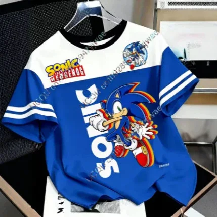 Blue The Hedgehog Sonic/Amy Tails 3D Graphic Printed Jersey Anime Game Fan Tee Fashion Street Wear Top Adult/Kid Cosplay T-Shirt